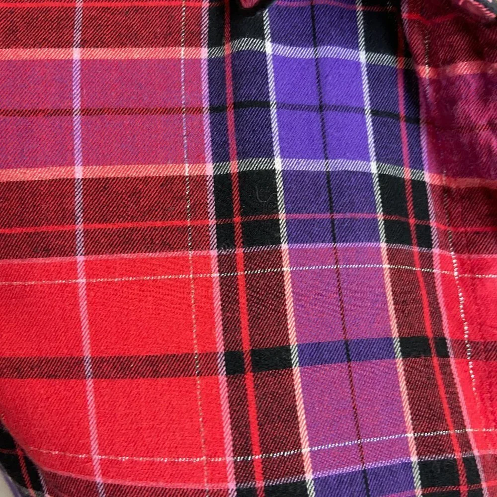 Victoria's Secret Pink Purple Plaid Flannel Pajamas Top